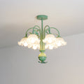 Bell Orchid Chandelier 6 heads ∅ 23.6″ x H 19.7″ / Dia 60cm x H 50cm / Green & White / Acrylic Chandelier