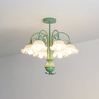 Bell Orchid Chandelier 6 heads ∅ 23.6″ x H 19.7″ / Dia 60cm x H 50cm / Green & White / Acrylic Chandelier