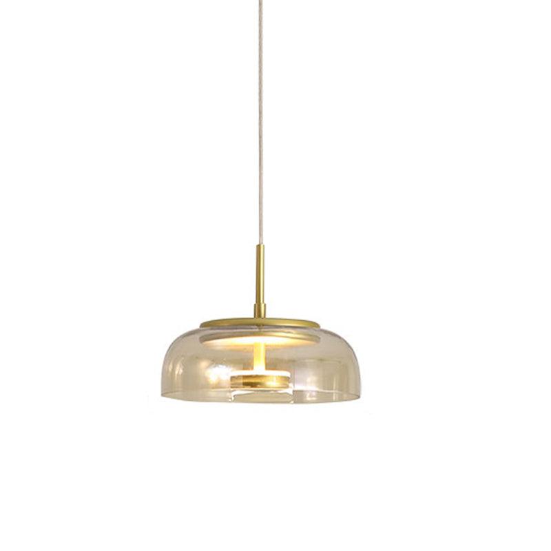 Blossi Pendant Light ∅ 9″ x H 7.9″ / Dia 23cm x H 20cm / Brass & Amber / Warm Light Pendant light
