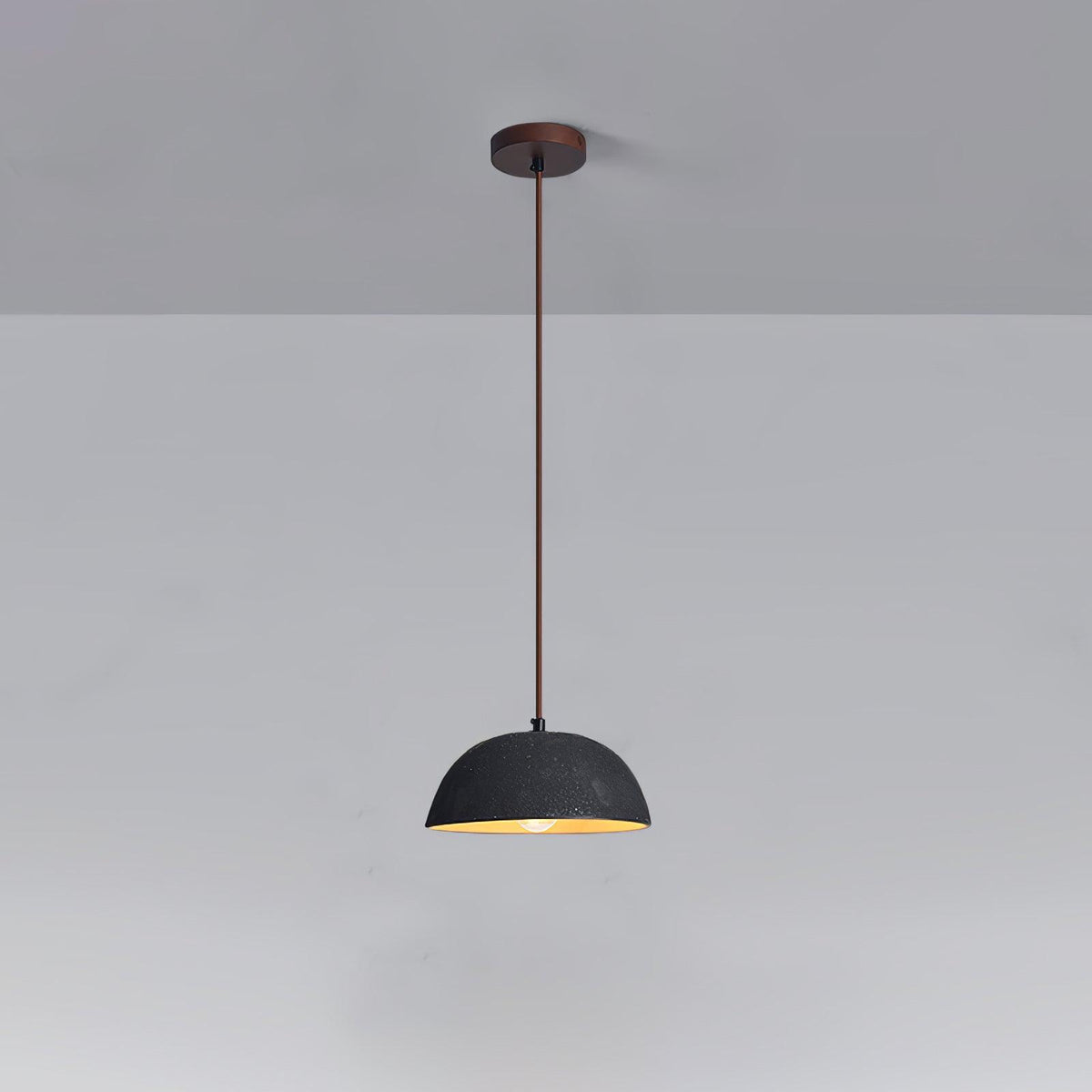 Black Arch Ceramic Pendant Lamp ∅ 8.7″ x H 6.3″ / Dia 22cm x H 16cm / Dark wood & Black Pendant light