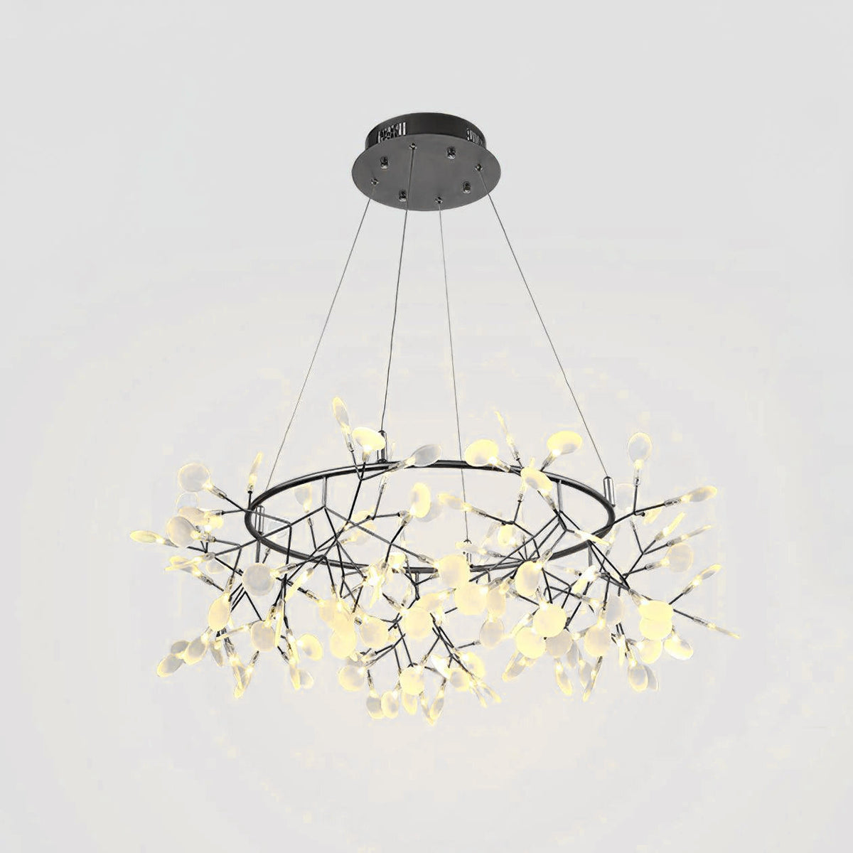 Black Big O Firefly LED Chandelier 108heads ? 31.5″ x H 11.8″ / Dia 80cm x H 30cm / Warm Light / Wall switch Chandelier