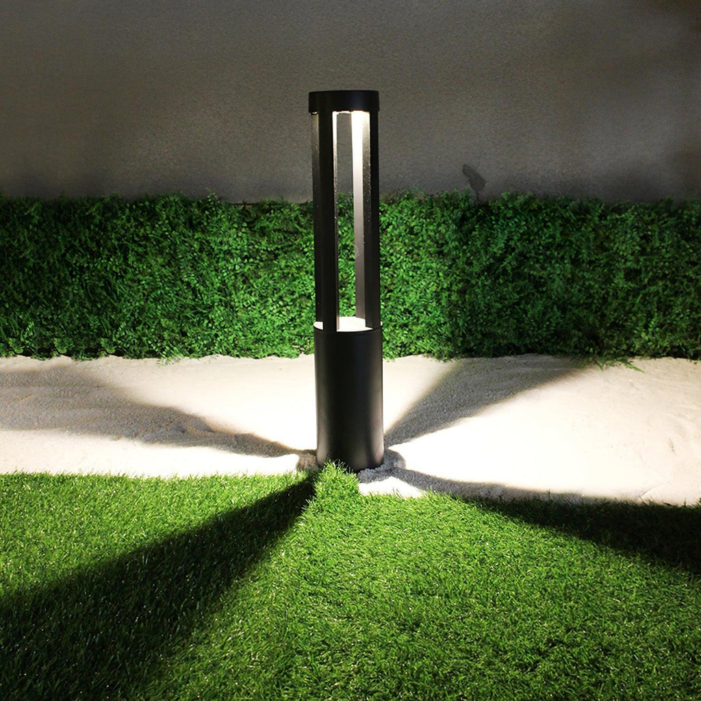 Black Cylindrical Garden Outdoor Light with Solar Panel Floor lamp