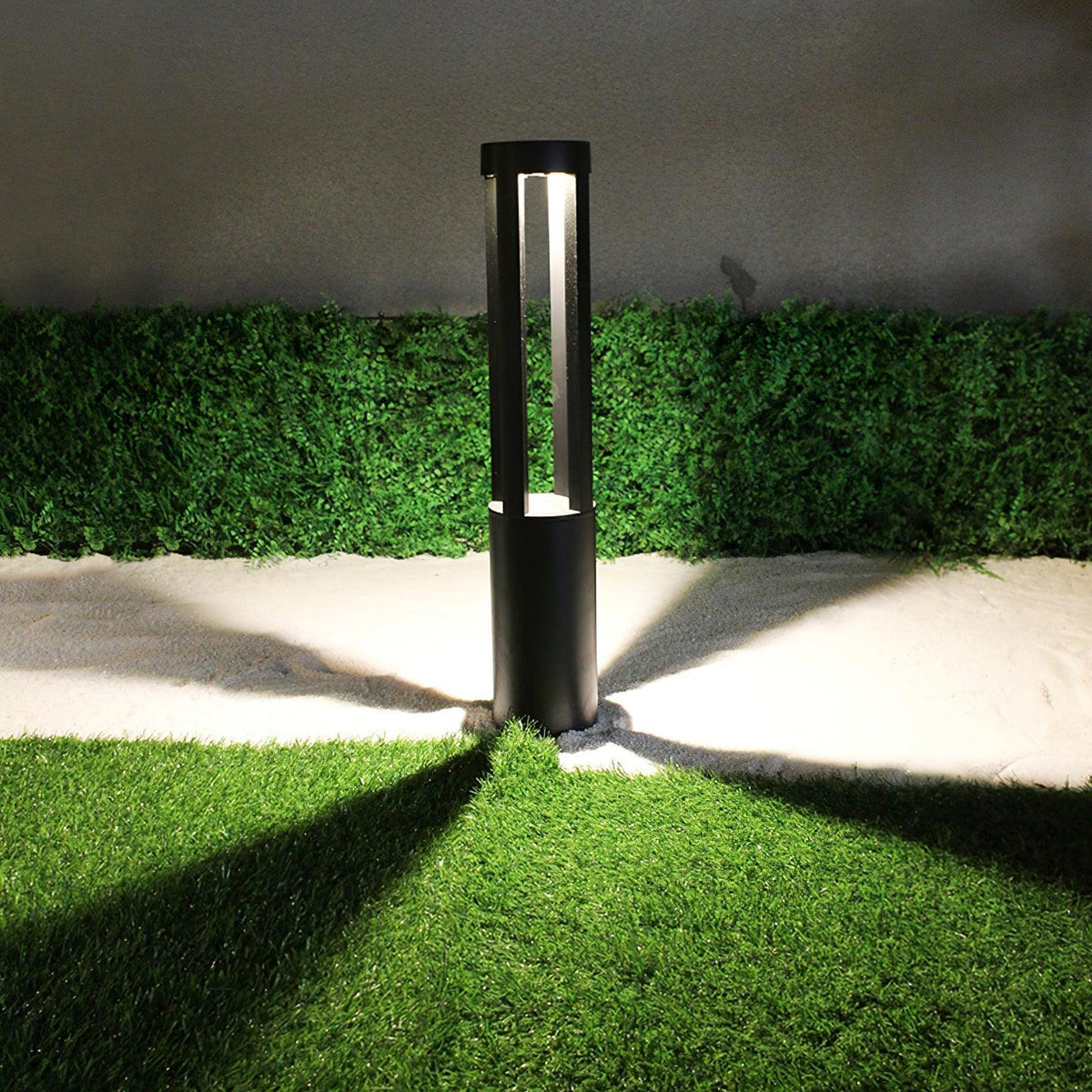 Black Cylindrical Garden Outdoor Light with Solar Panel Floor lamp