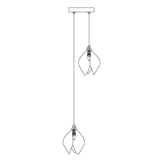Ceramic Flower Pendant Light 2 heads Round Canopy ∅ 5.9″ / ? 4.7″ / Brass & White Pendant light