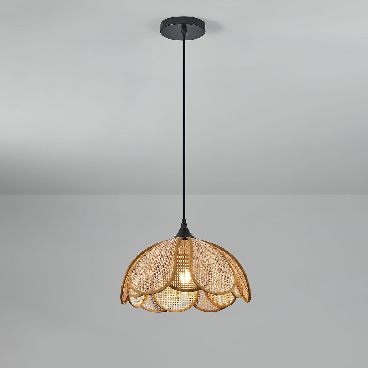 Bloom Rattan Pendant Lamp 1 head ∅ 11.8″ x H 10.2″ / Dia 30cm x H 26cm / Black & Natural Rattan Pendant light