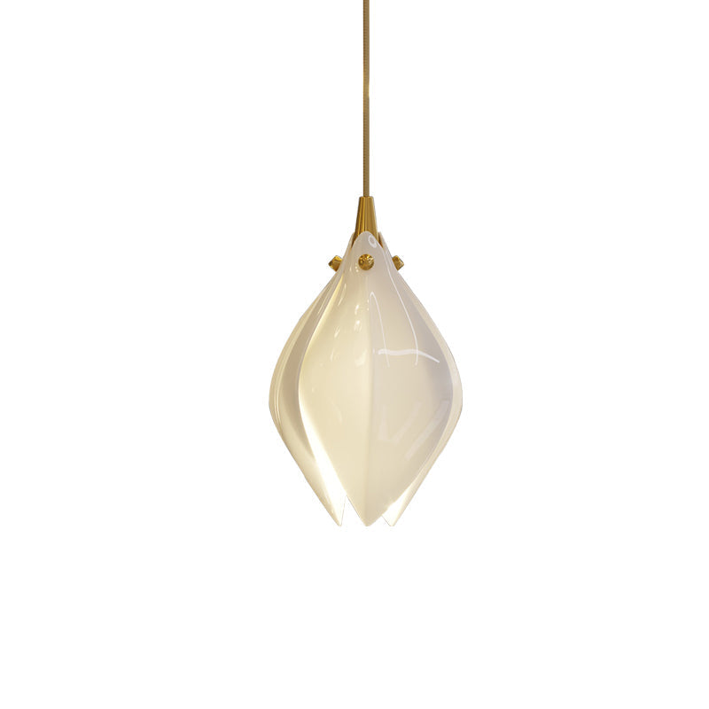 Ceramic Flower Pendant Light 1 head Round Canopy ∅ 4.7″ / ? 4.7″ / Brass & White Pendant light