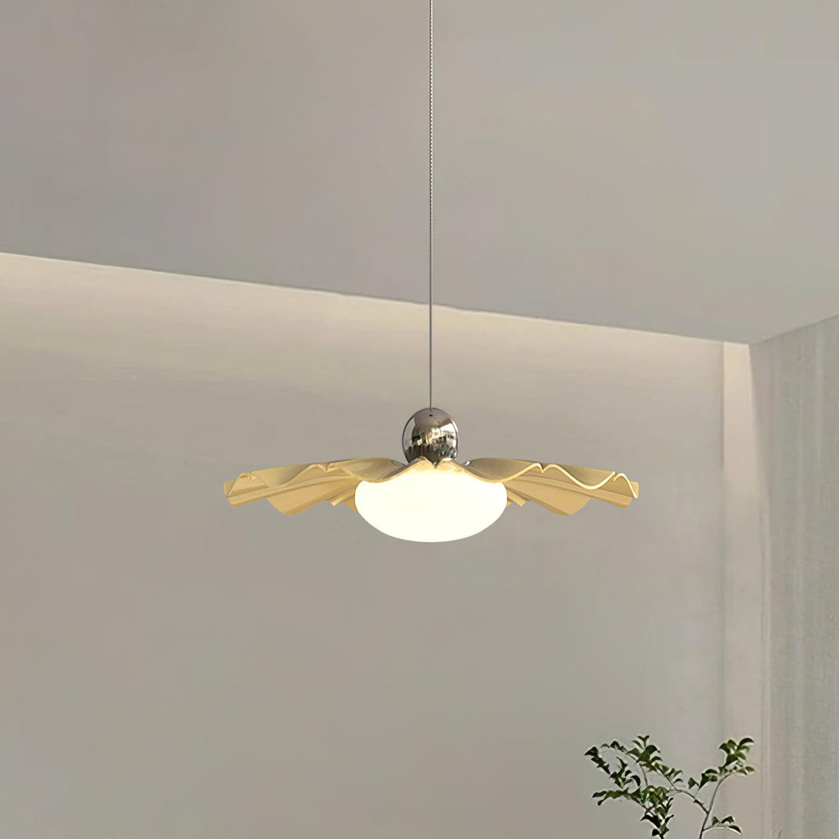 Blooming Flower Pendant Light Style B ∅ 13.8″ x H 59″ / Dia 35cm x H 150cm / Chrome & White / Warm Light Pendant light