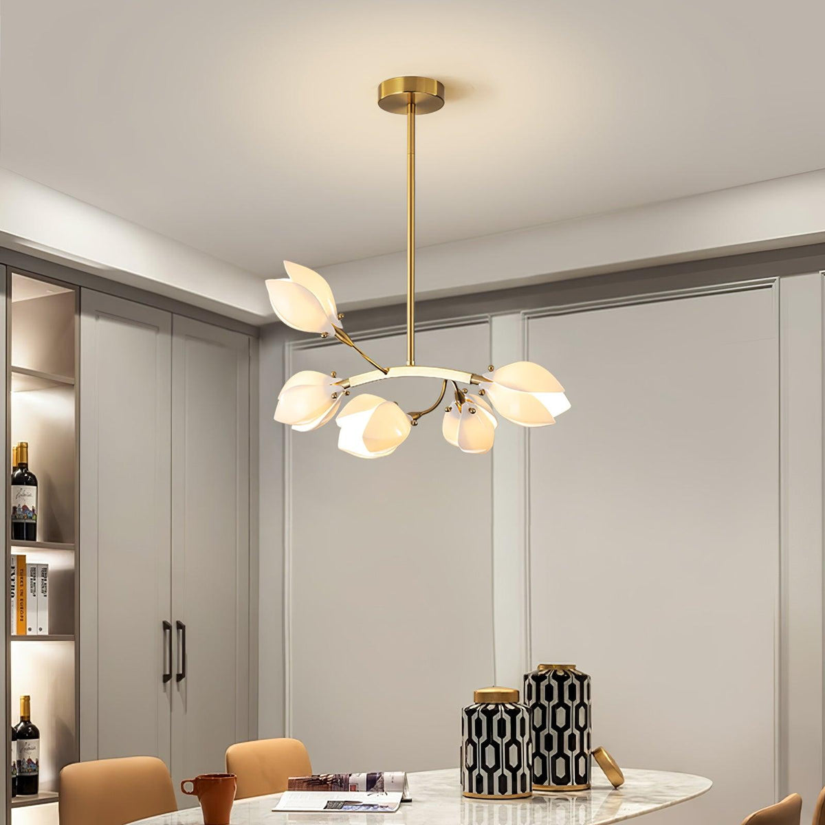 White Porcelain Magnolia Chandelier Chandelier