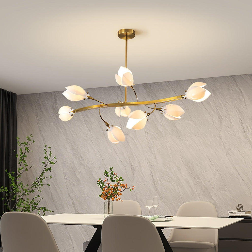 White Porcelain Magnolia Chandelier Chandelier