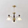 Blossom Flowers Chandelier 3 heads ∅ 25.6″ x H 18.5″ / Walnut Color & Gold Chandelier