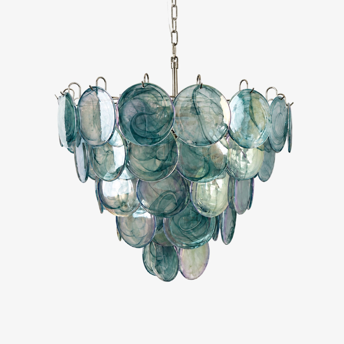 Blue Glass Disc Chandelier