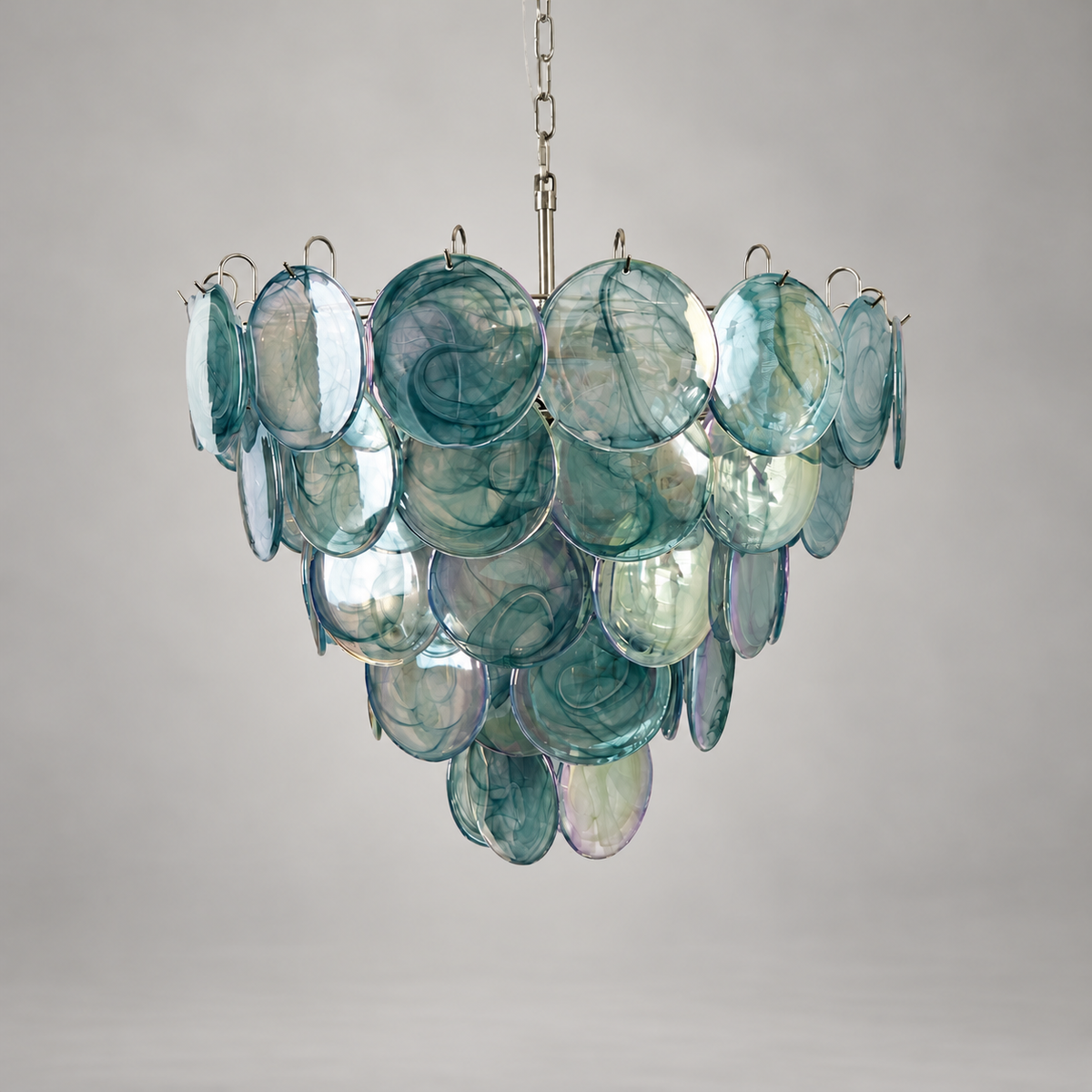 Blue Glass Disc Chandelier