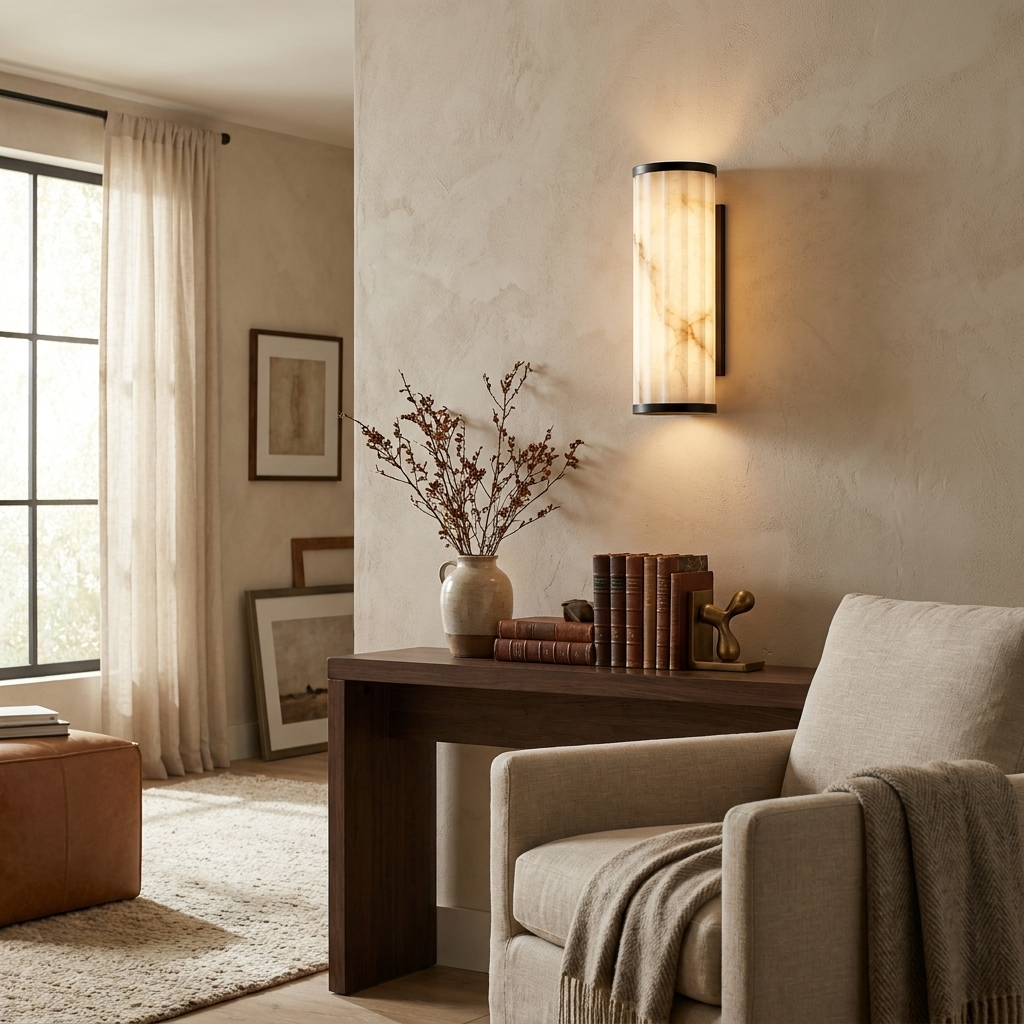 Strivane Fluted Alabaster Wall Sconce