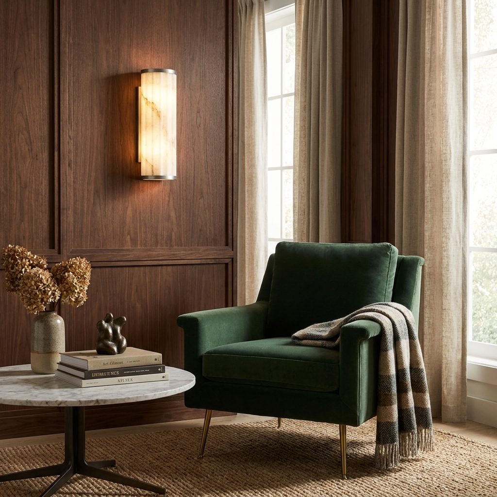 Strivane Fluted Alabaster Wall Sconce