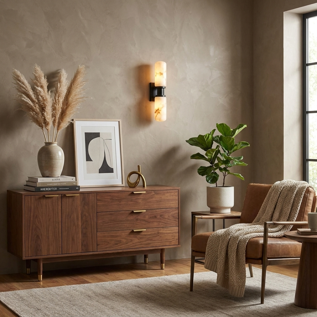 Bobbin Alabaster Wall Sconce