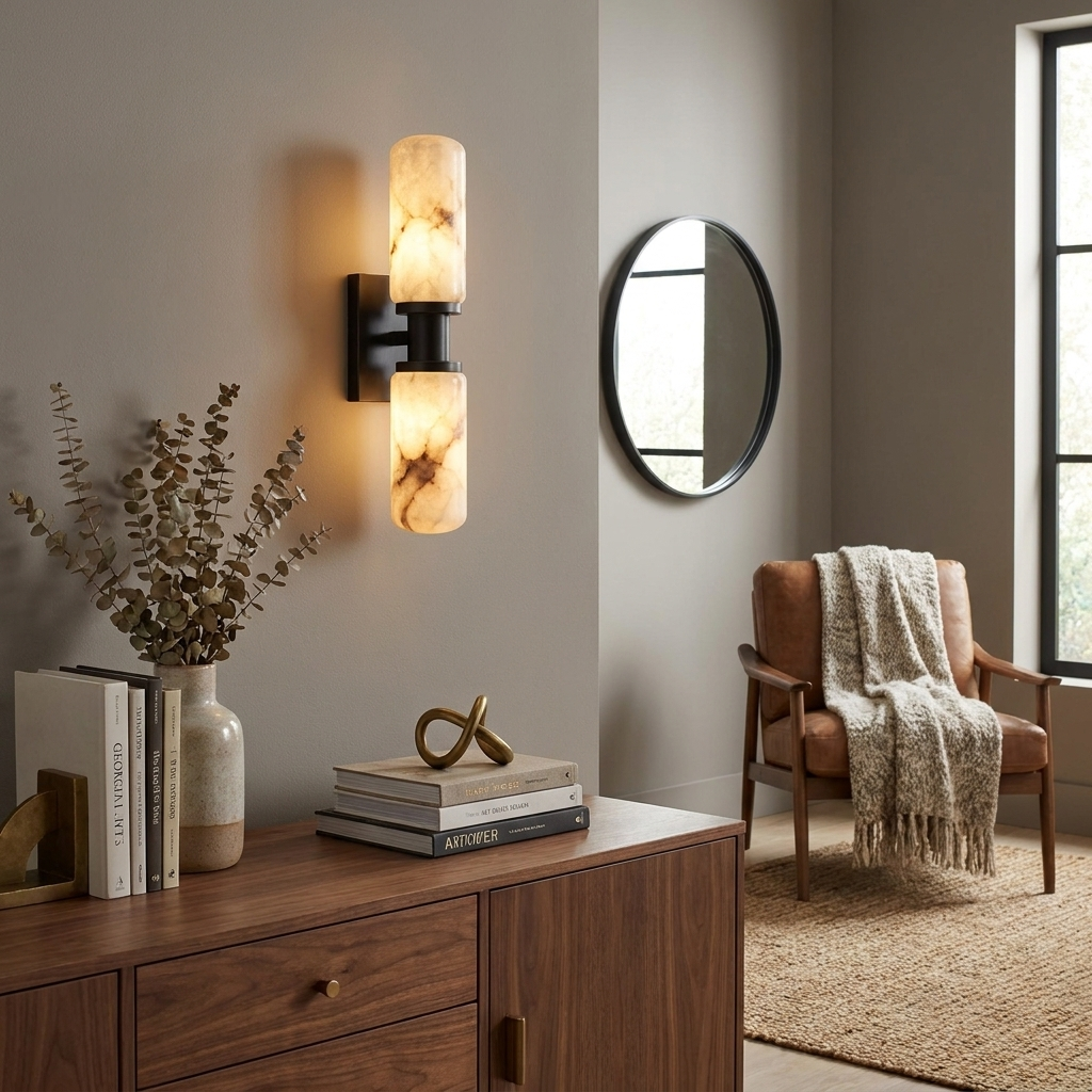 Bobbin Alabaster Wall Sconce