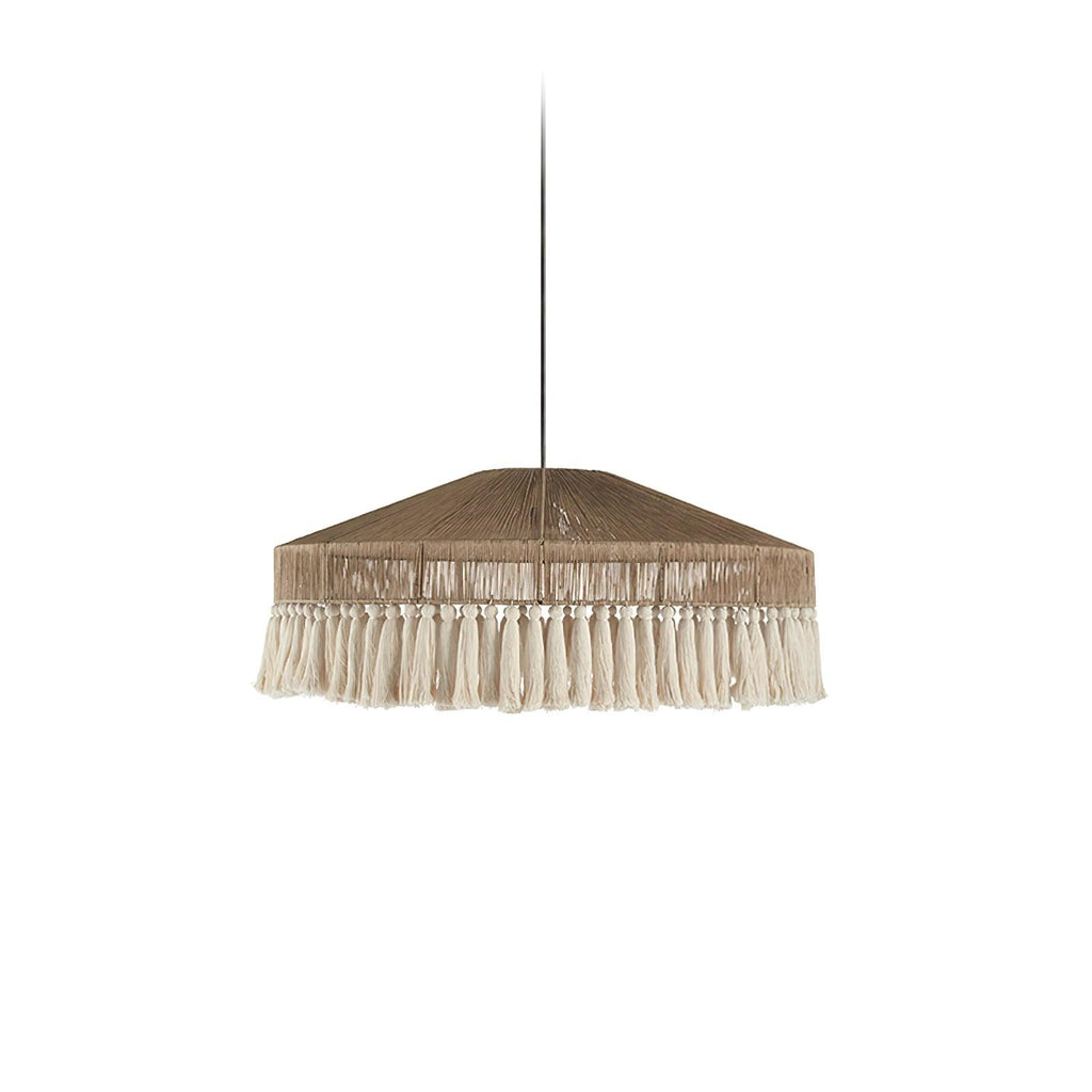 Bohemian Fringe Pendant Lamp ∅ 15.7″ x H 8.6″ / Dia 40cm x H 22cm / Light Brown & White Pendant light