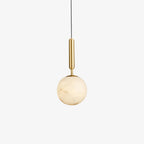 Bosso Pendant Lamp ? 4.7″ x H 13.7″/ Dia 12cm x H 35cm / Brass & White Alabaster Pendant light