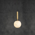 Bosso Pendant Lamp ? 4.7″ x H 13.7″/ Dia 12cm x H 35cm / Brass & White Alabaster Pendant light