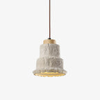Boulder Pendant Light ∅ 6.7″ x H 7.3″ / Yellow Travertine & Wood Color Pendant light