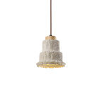 Boulder Pendant Light ∅ 6.7″ x H 7.3″ / Yellow Travertine & Wood Color Pendant light