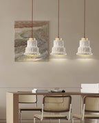 Boulder Pendant Light ∅ 6.7″ x H 7.3″ / Yellow Travertine & Wood Color Pendant light