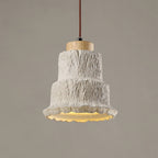 Boulder Pendant Light ∅ 6.7″ x H 7.3″ / Yellow Travertine & Wood Color Pendant light