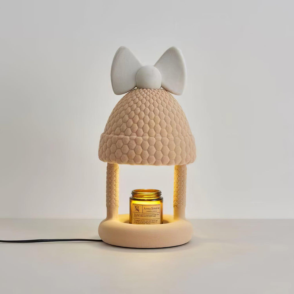 Bow Tie Hat Table Lamp ∅ 6.9″ x H 13.8″ / Dia 17.5cm x H 35cm / Milk Coffee & White / US Plug Table lamp