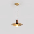 Brass Crest Pendant Light Model A ∅ 9.8″ x H 59″ / Dia 25cm x H 150cm / Brass & Walnut color Pendant light