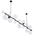 Brass Glass Globe Chandelier L 98.4″ x W 23.6″ x H 23.6″ / L 250cm x W 60cm x H 60cm / Black & White glass Chandelier