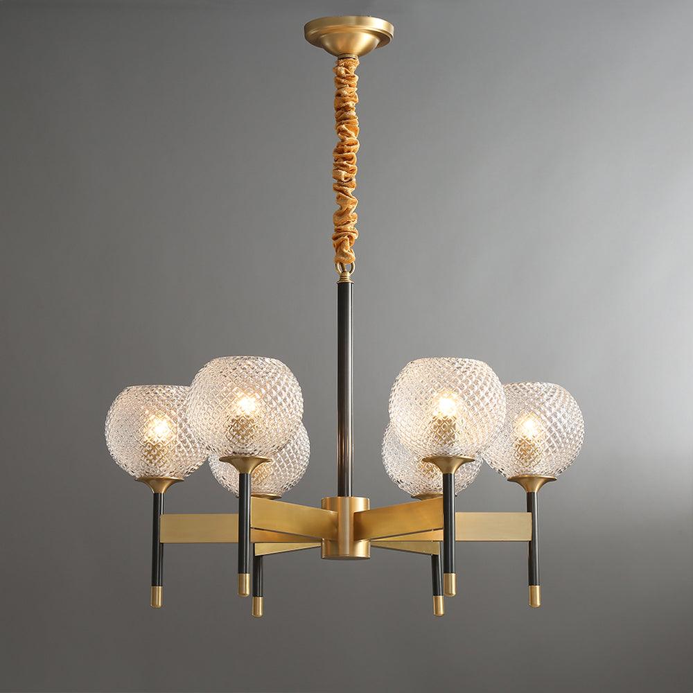 Breton Chandelier 6 heads ∅ 27.2″ x H 20.1″ / Dia 69cm x H 51cm / Brass Chandelier