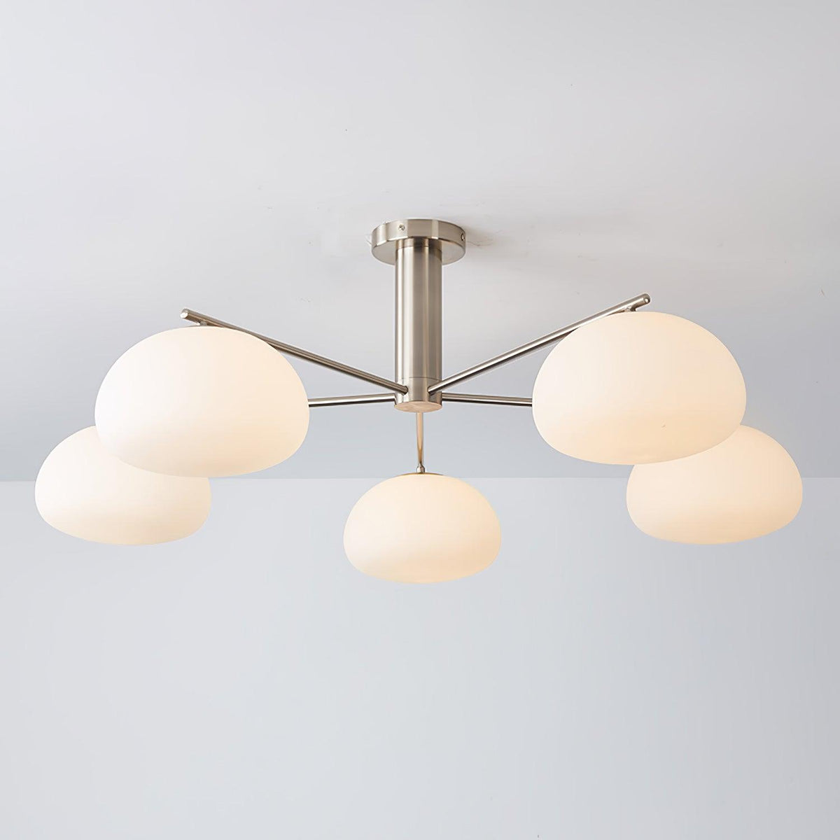 Briette Chandelier Model A ? 40.6″ x H 15″ / Dia 103cm x H 38cm / Nickel & White Chandelier
