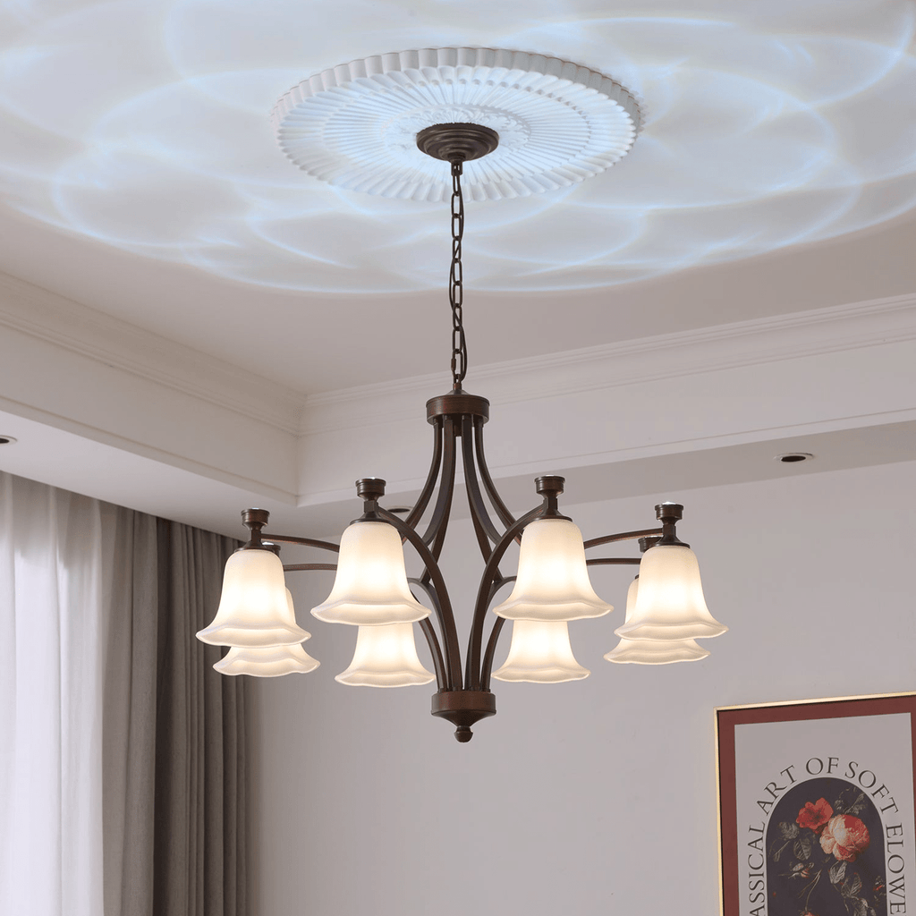 Bronze Bell Glass Chandelier
