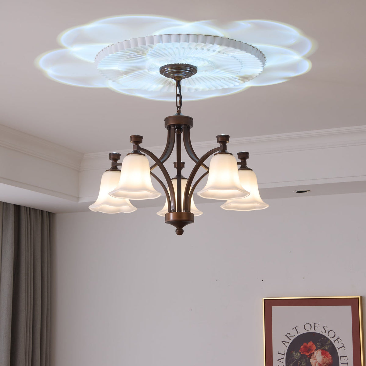 Bronze Bell Glass Chandelier