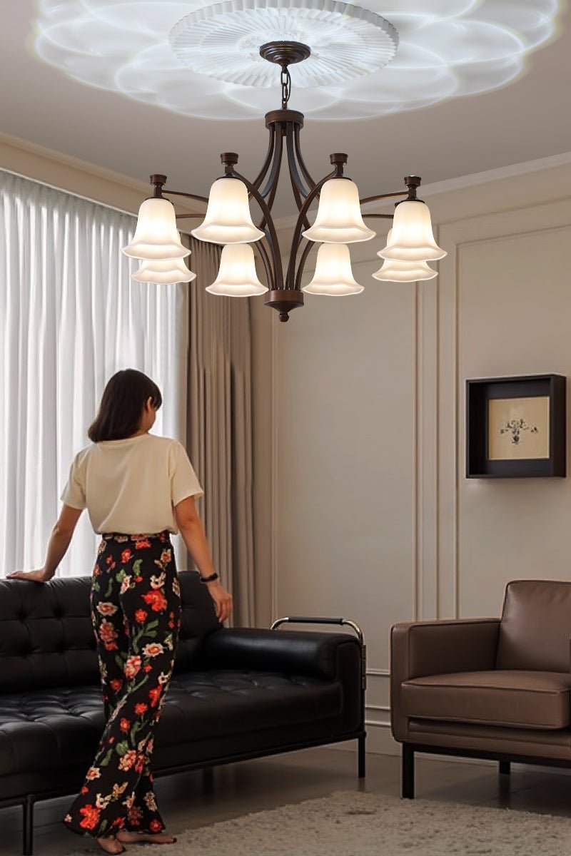 Bronze Bell Glass Chandelier