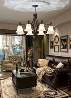 Bronze Bell Glass Chandelier