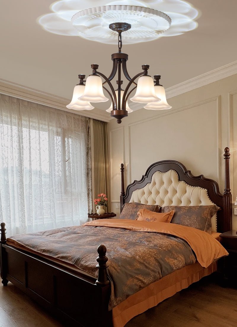 Bronze Bell Glass Chandelier