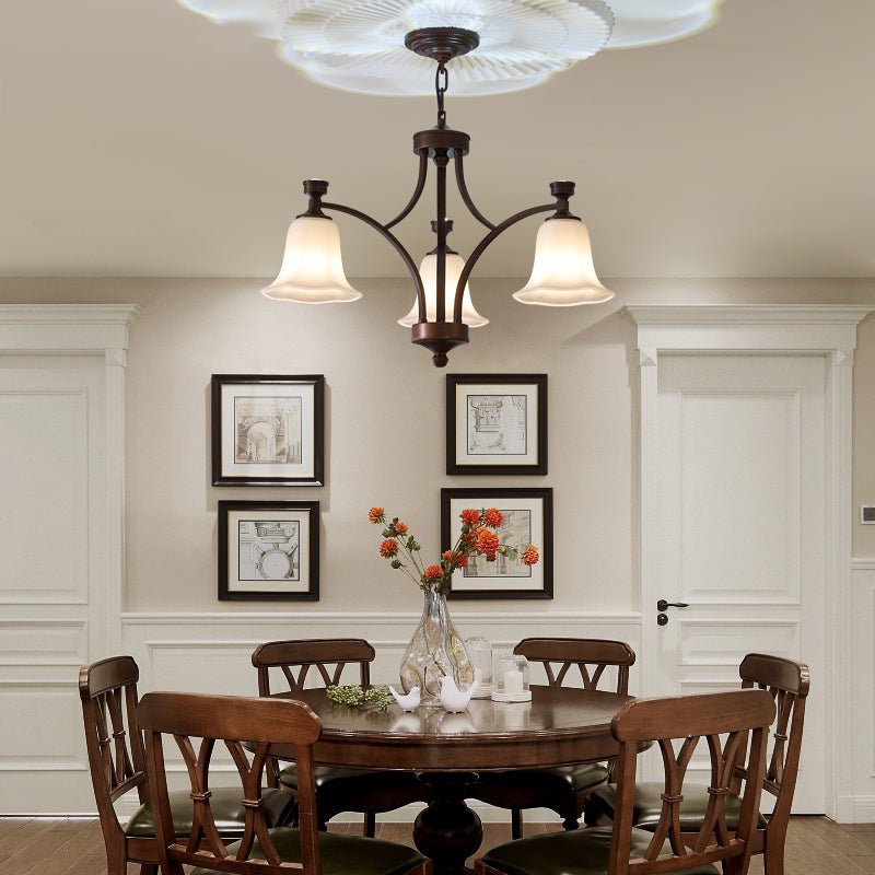 Bronze Bell Glass Chandelier