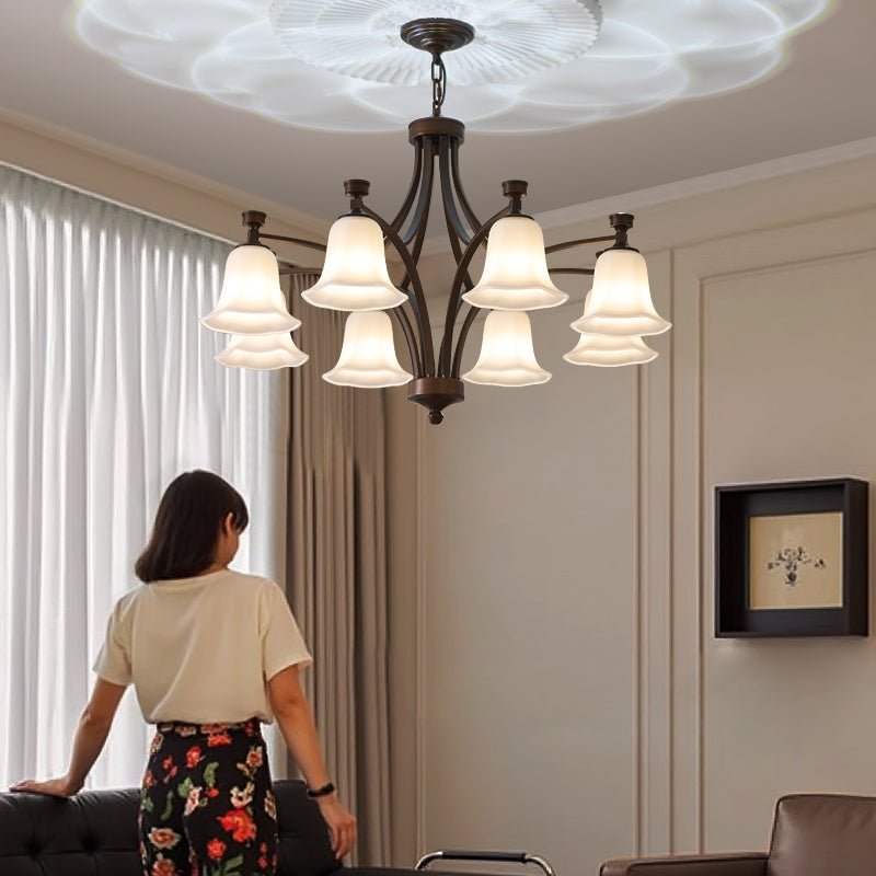 Bronze Bell Glass Chandelier
