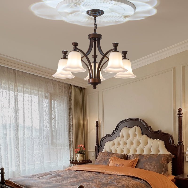 Bronze Bell Glass Chandelier