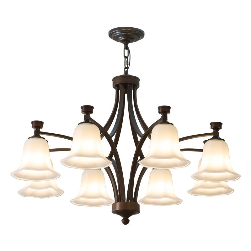 Bronze Bell Glass Chandelier