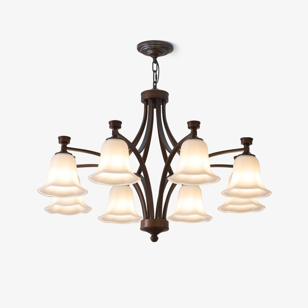 Bronze Bell Glass Chandelier