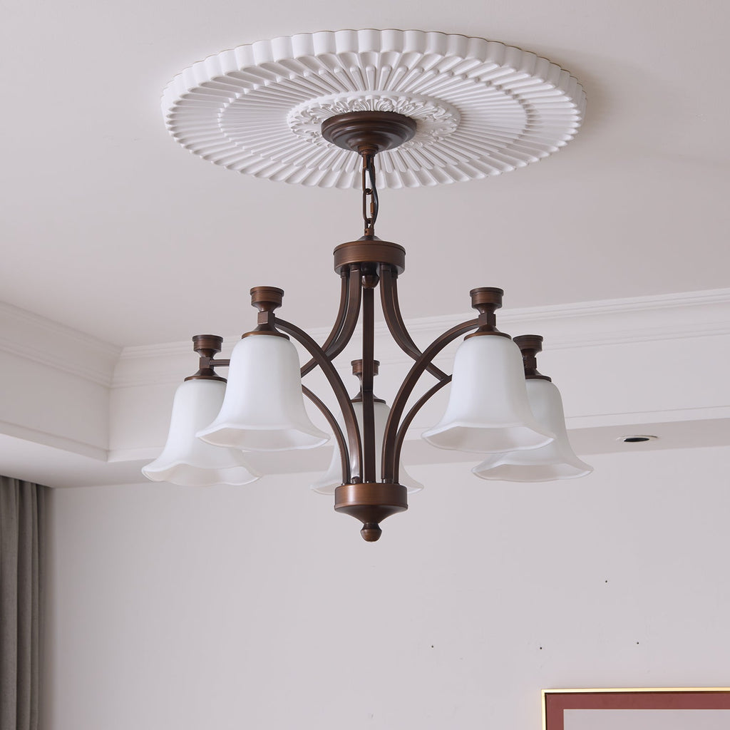 Bronze Bell Glass Chandelier