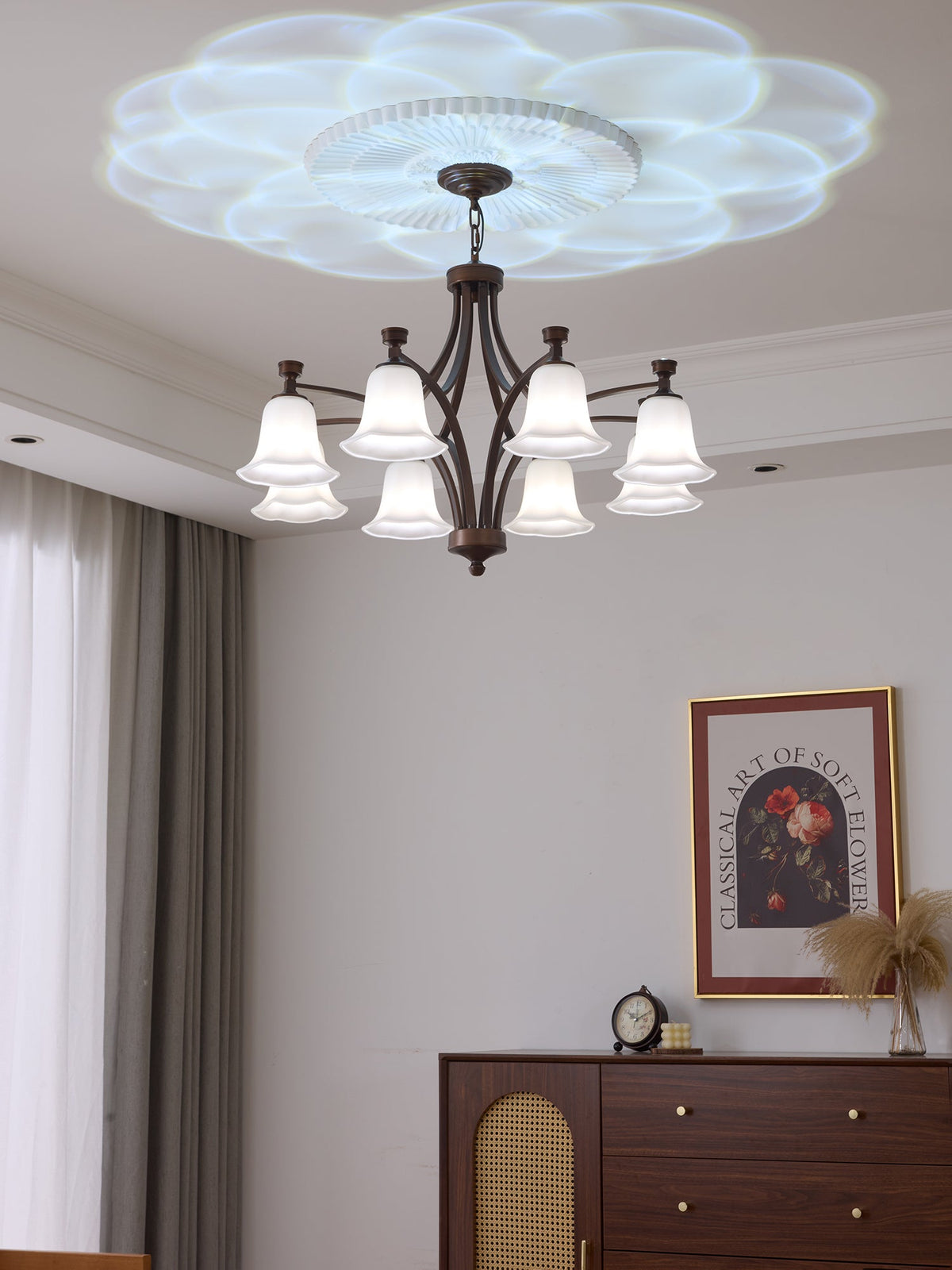 Bronze Bell Glass Chandelier