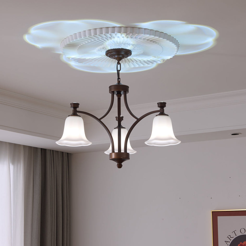 Bronze Bell Glass Chandelier