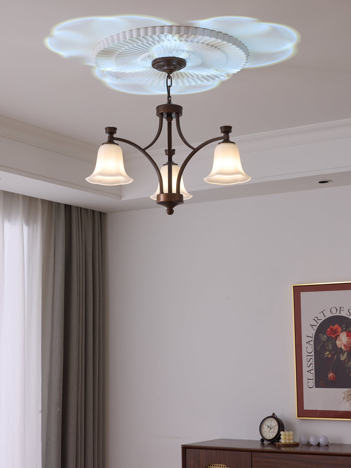 Bronze Bell Glass Chandelier