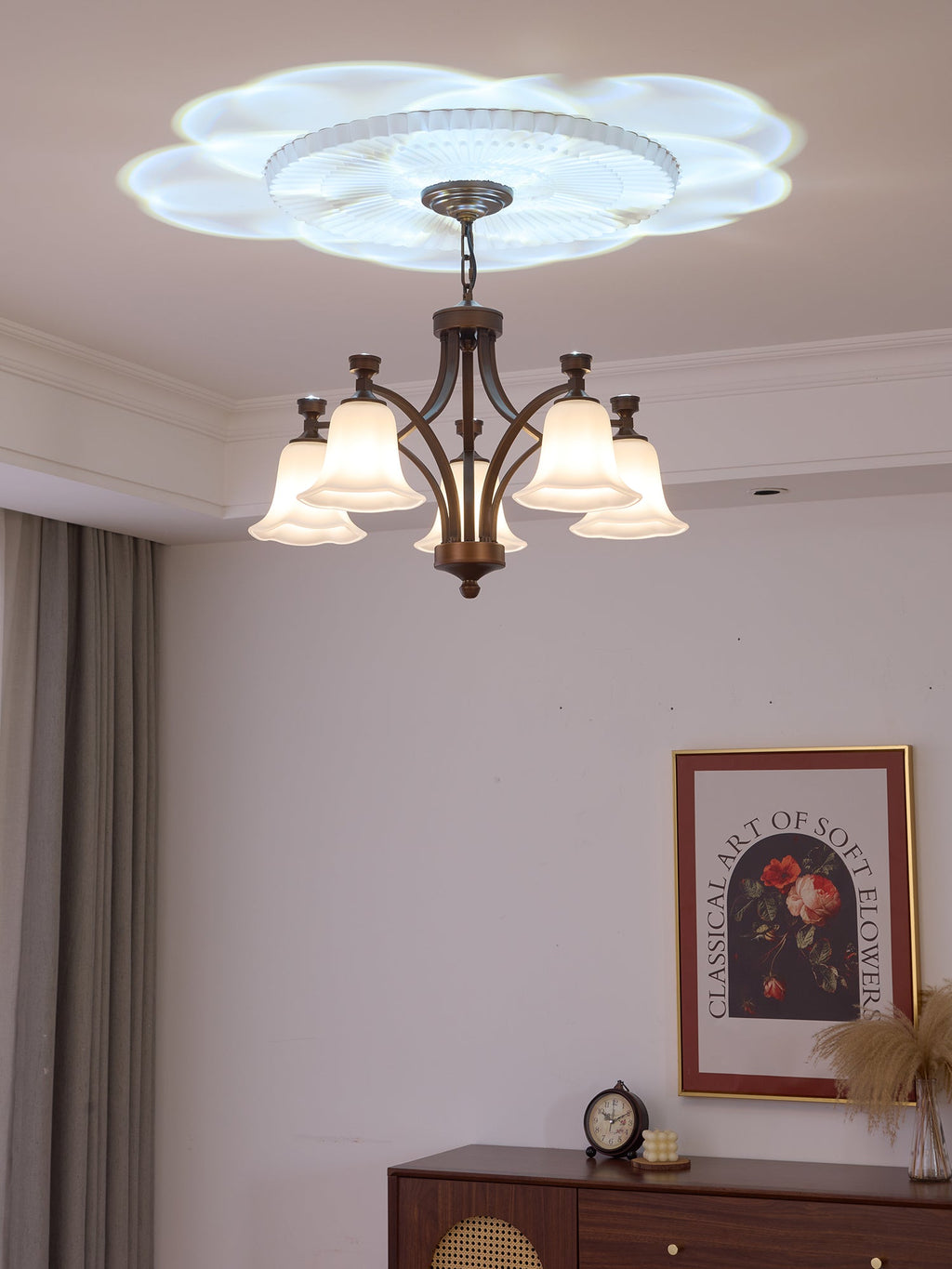 Bronze Bell Glass Chandelier