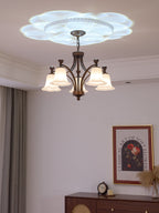 Bronze Bell Glass Chandelier