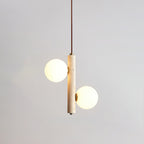 Ball Spheres Pendant Lamp 2-lights: ∅ 9.8″ x H 12.6″ / Yellow Travertine pendant Lamp