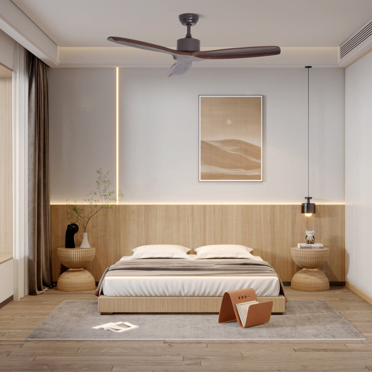 Caesar Kissel 52’’ Ceiling Fan ∅ 52″ x H 11.8″ / Walnut Wood Grain Ceiling fan light